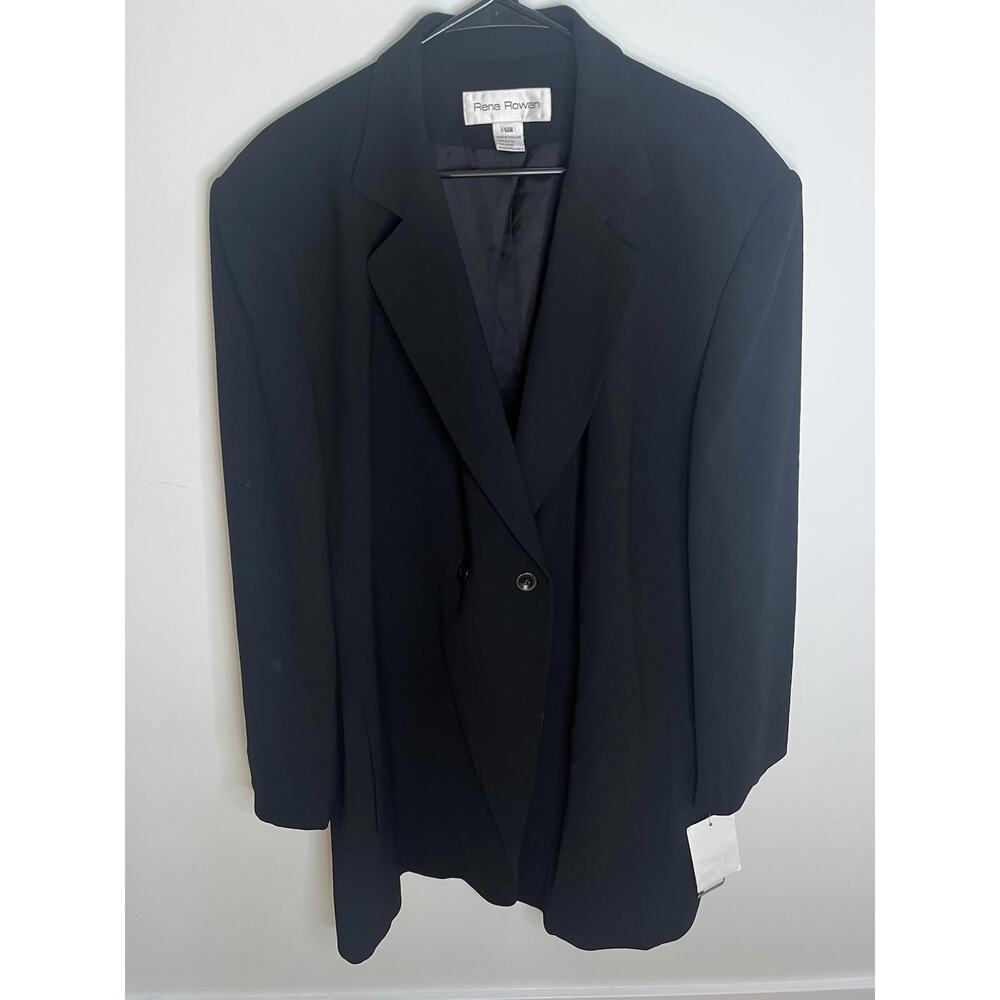 NWT Rena‎ Rowan Woman 14W Black Casablanca Jacket Button Blazer Career Office